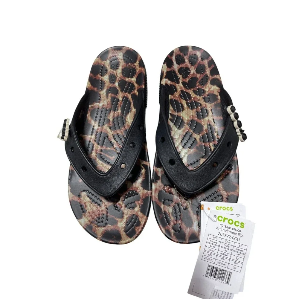 Crocs NEW w/Tags Classic Animal Remix Flip Sandal W 6 M 4